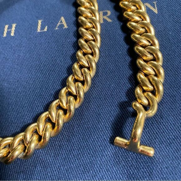 Ralph Lauren Collection * Brass Curb Link ID Tag Triple Wrap Necklace/Bracelet - Picture 15 of 16